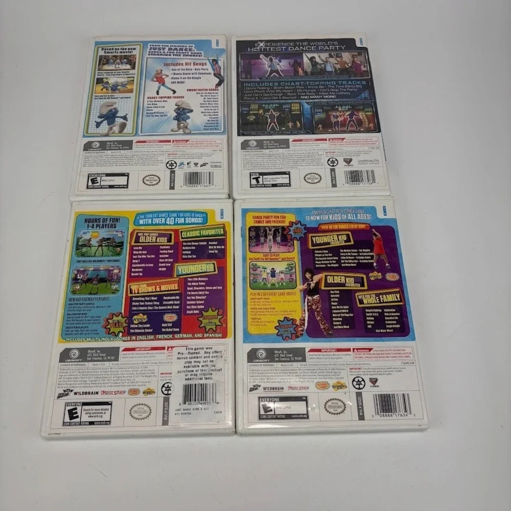 Wii Just Dance 3 Kids Black Eyed Peas Experience Smurfs Dance Party Lot 4 Games